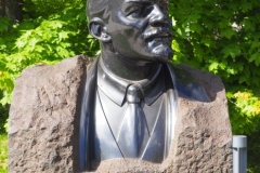 Black, granite bust of VI Lenin