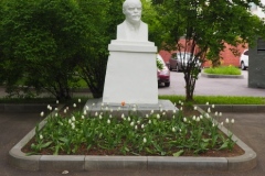 Bust of VI Lenin in small residential square