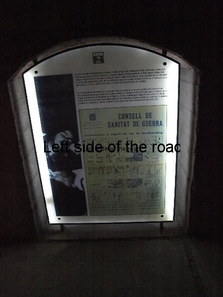 Republican anti air raid information in the air raid shelter, Sant Adria de Besos, Barcelona